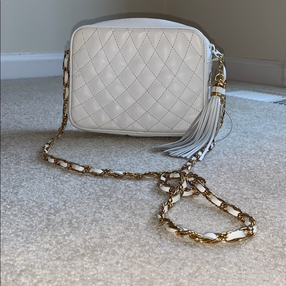Vintage White Cuero Vaca Cross Body Bag